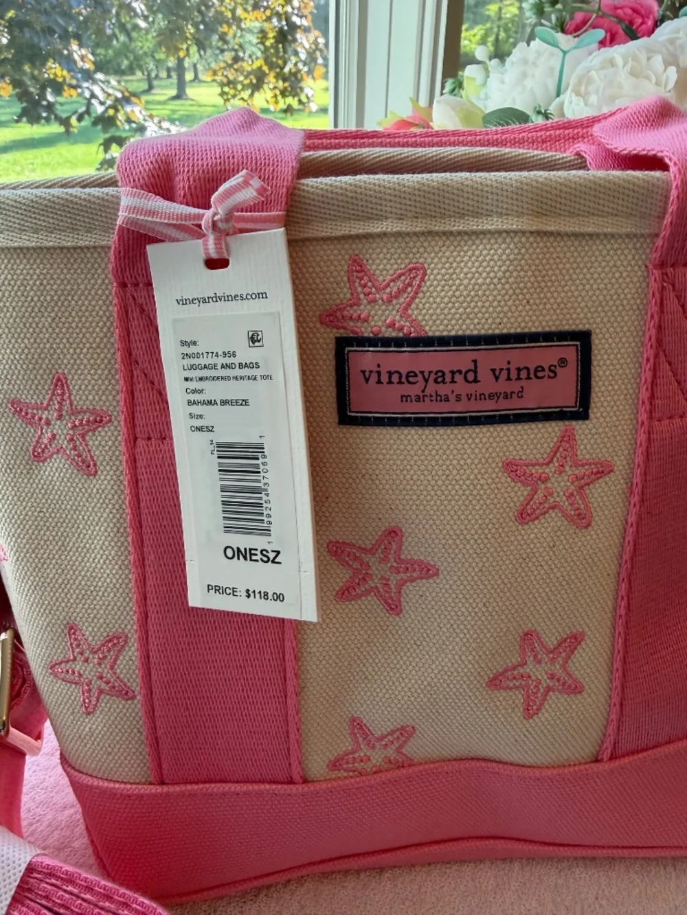NWT Vineyard Vines Mini Embroidered Heritage Tote in Bahama Breeze